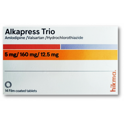 ALKAPRESS TRIO 5 / 160 / 12.5 MG ( AMLODIPINE / VALSARTAN / HYDROCHLOROTHIAZIDE ) 14 FILM-COATED TABLETS